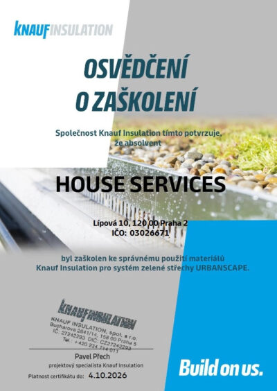 Živé střechy - Certifikát Knauf